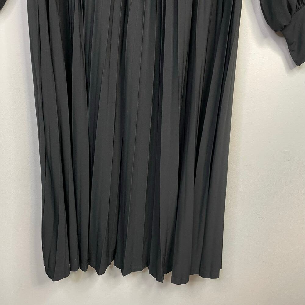Eloquii Knot Front Pleated Skirt Dress Black Stretch Jersey Knit Long Sleeve 18 - Picture 12 of 17